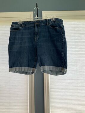 Talbots Dark Blue Denim Jean Shorts with Rolled Hem